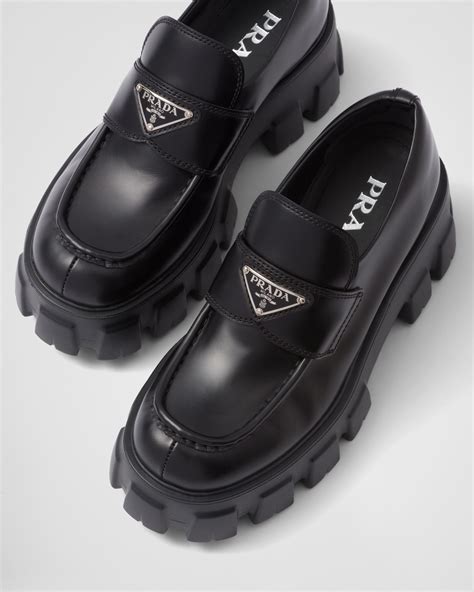 prada monolith leather platform loafers|prada monolith loafers outfit.